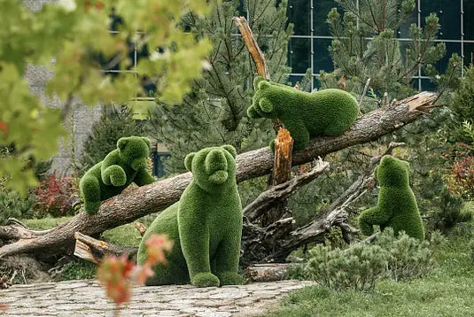 Topiary Grass Bear Family