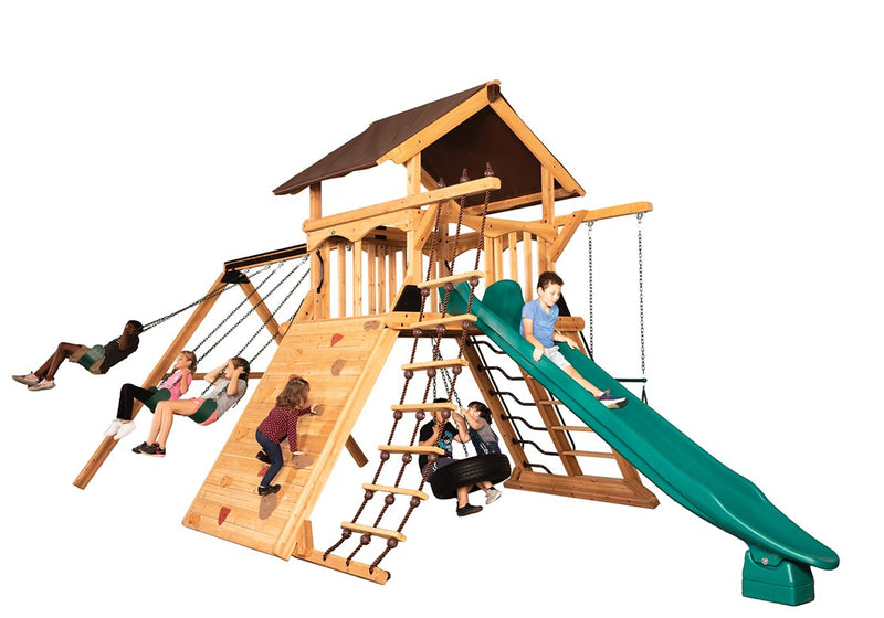Load image into Gallery viewer, Olympian Peak XL 1 w/ Tarp Roof Mahogany Swing Set
