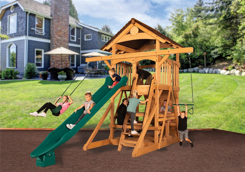 Load image into Gallery viewer, Olympian Treehouse XL Space Saver 2 Swing Set