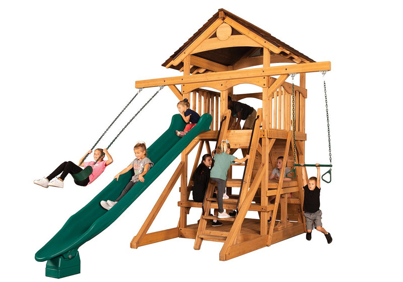 Load image into Gallery viewer, Olympian Treehouse XL Space Saver 2 Swing Set