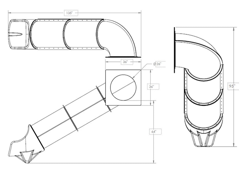 Load image into Gallery viewer, Tube Slide 90 Degree Turn 5' Green
