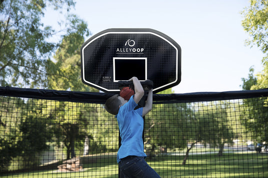 AlleyOOP ProFlex Basketball Hoop Set For Trampolines In Action 1 BTP-1115___50324 Marin Backyards