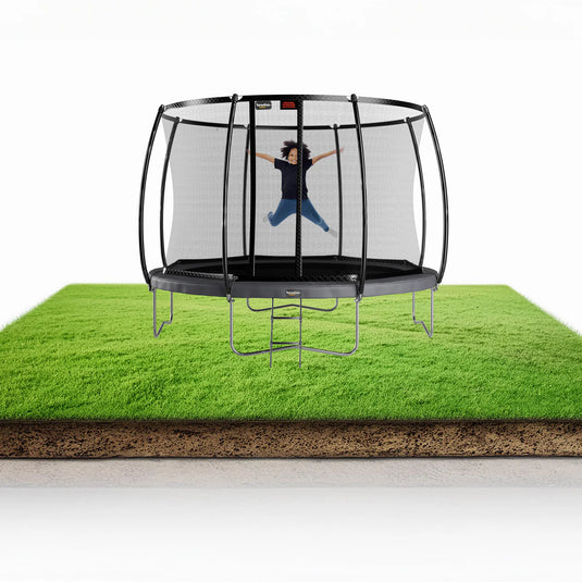 12′ Round Pro-Line Avyna Above Ground Trampoline with Enclosure