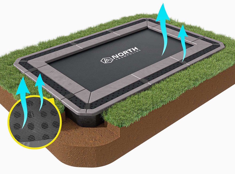 NORTH® 12′ x 8′ Rectangle In Ground Trampoline