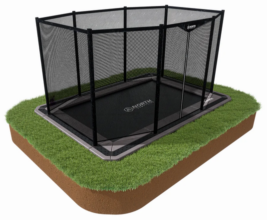 NORTH® In-Ground 12′ x 8′ Rectangle Trampoline Safety Net