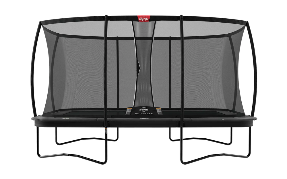 BERG Ultim Champion 10'x16' Rectangular Above Ground Trampoline + Safety Net DLX XL