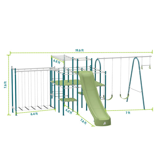 ActivPlay Base Camp Playground + Monkey Bars, Hanging Bridge Modules