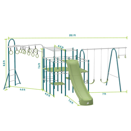 ActivPlay Base Camp Playground + Monkey Bars, Jungle Line Modules