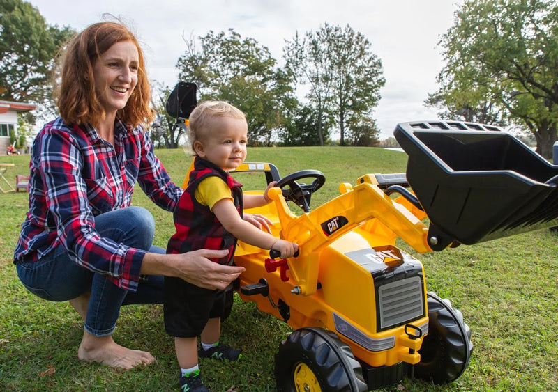 Load image into Gallery viewer, Ride On - CAT Front Loader w/ Backhoe Pedal Tractor
