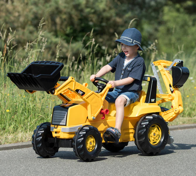 Load image into Gallery viewer, Ride On - CAT Front Loader w/ Backhoe Pedal Tractor
