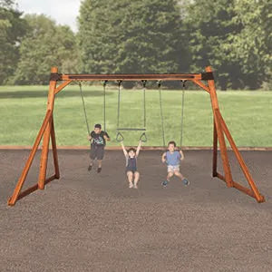 Free-Standing Swing Set - Light Brown Stain