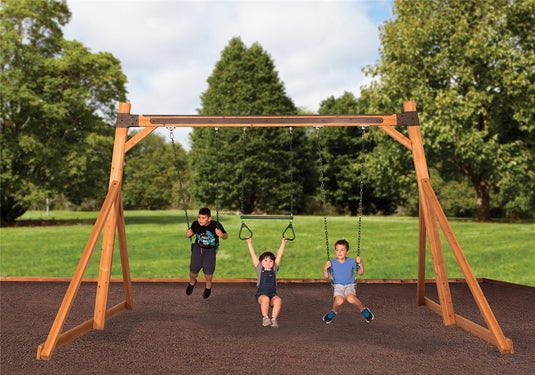 Free-Standing Swing Beam with Belt Swings and Trapeze