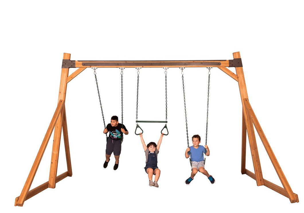 Free-Standing Swing Beam with Belt Swings and Trapeze