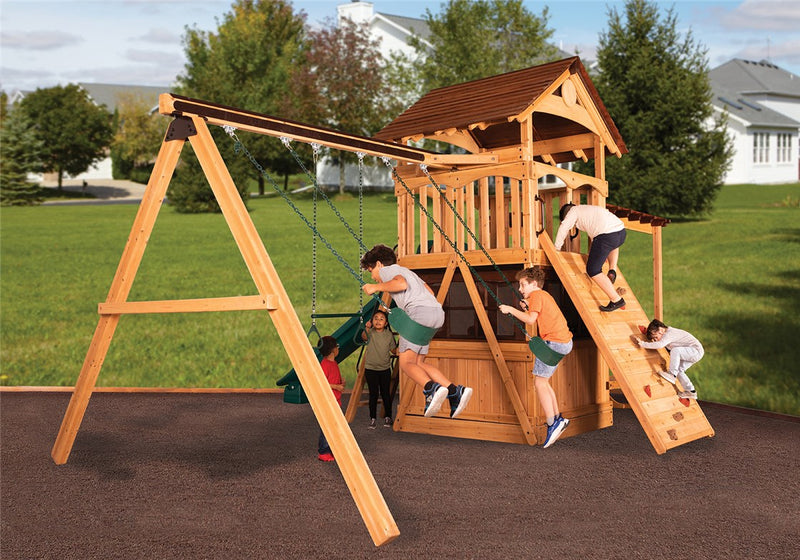 Load image into Gallery viewer, Olympian Treehouse XL 3 Swing Set
