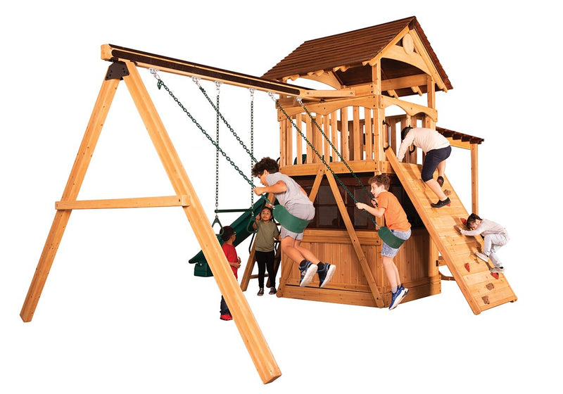 Load image into Gallery viewer, Olympian Treehouse XL 3 Swing Set
