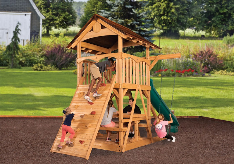 Load image into Gallery viewer, Olympian Treehouse XL Space Saver 2 Swing Set
