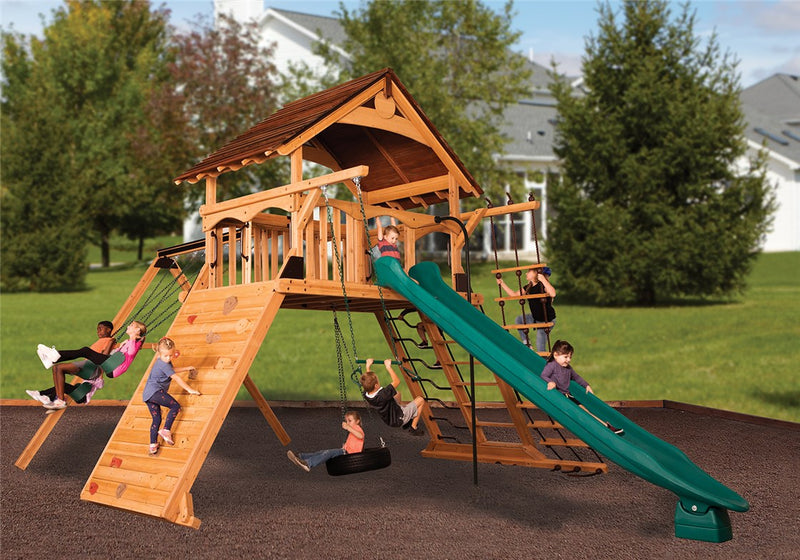 Load image into Gallery viewer, Titan Peak Jumbo 1 Swing Set (Wood Roof)
