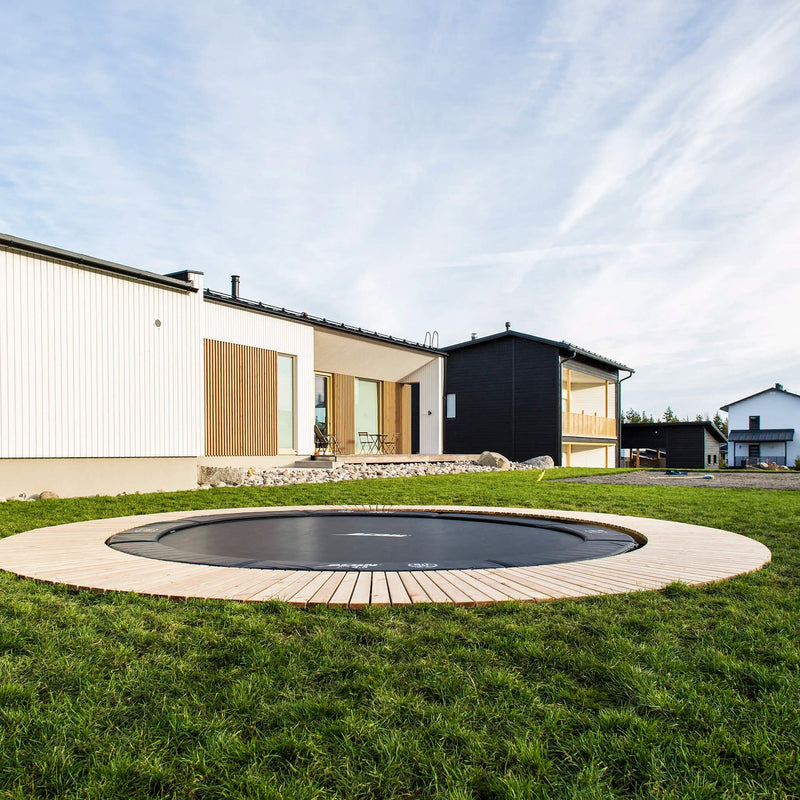 Load image into Gallery viewer, ACON Air 14ft Black Premium Trampoline with Net and Ladder Lifestyle 2 Marin Backyards
