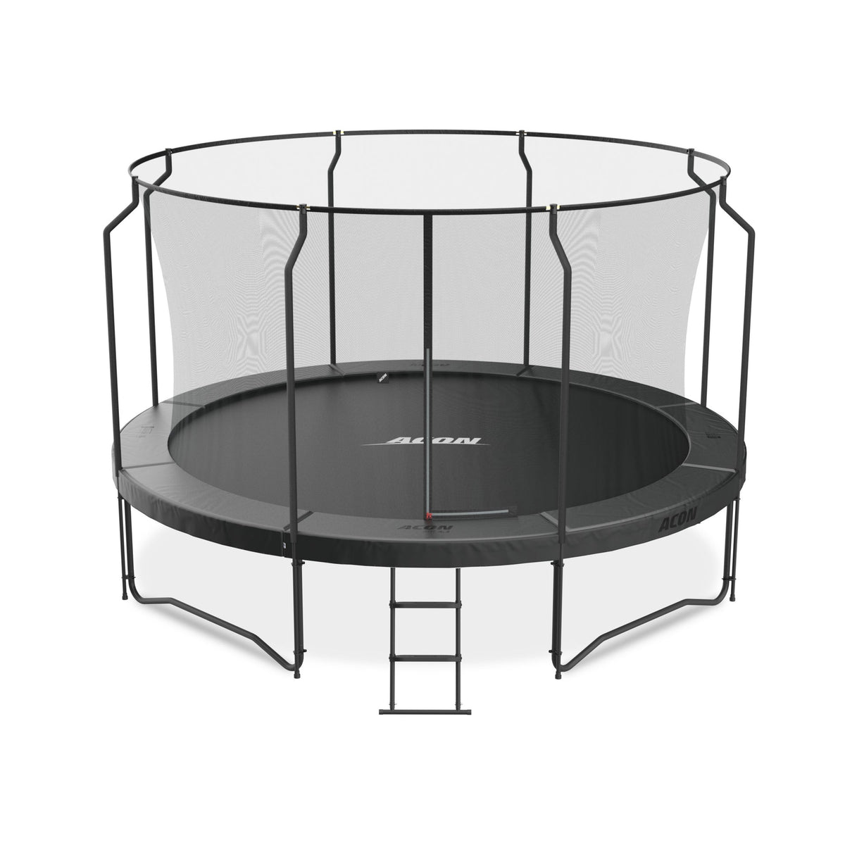 ACON Air 14ft Black Premium Trampoline with Net and Ladder Model 1 Marin Backyards