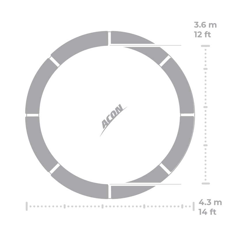 Load image into Gallery viewer, ACON Air 14ft Premium Trampoline with Net and Ladder Dimensions 1 Marin Backyards
