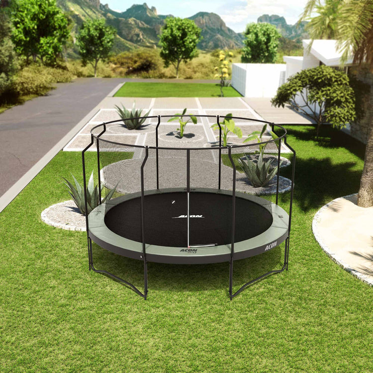 ACON Air 14ft Premium Trampoline with Net and Ladder Lifestyle 2 Marin Backyards