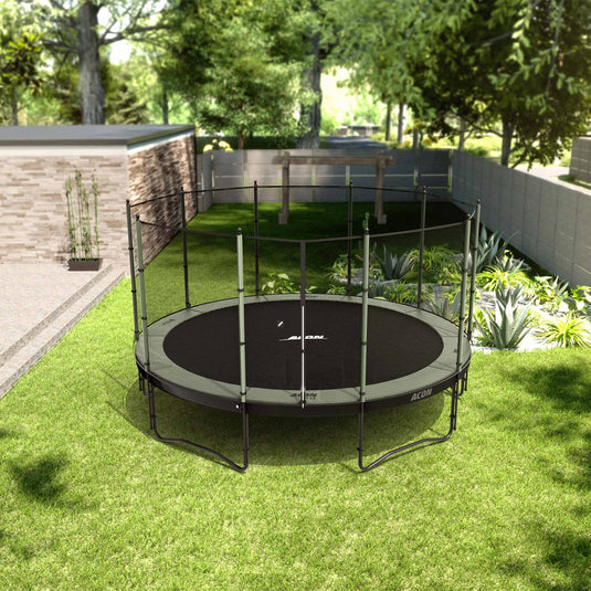 ACON Air 15ft Standard Trampoline with Net and Ladder Lifestyle 1 Marin Backyards