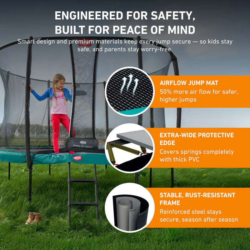 Load image into Gallery viewer, BERG Champion 11' Round Above Ground Trampoline + Safety Net Deluxe
