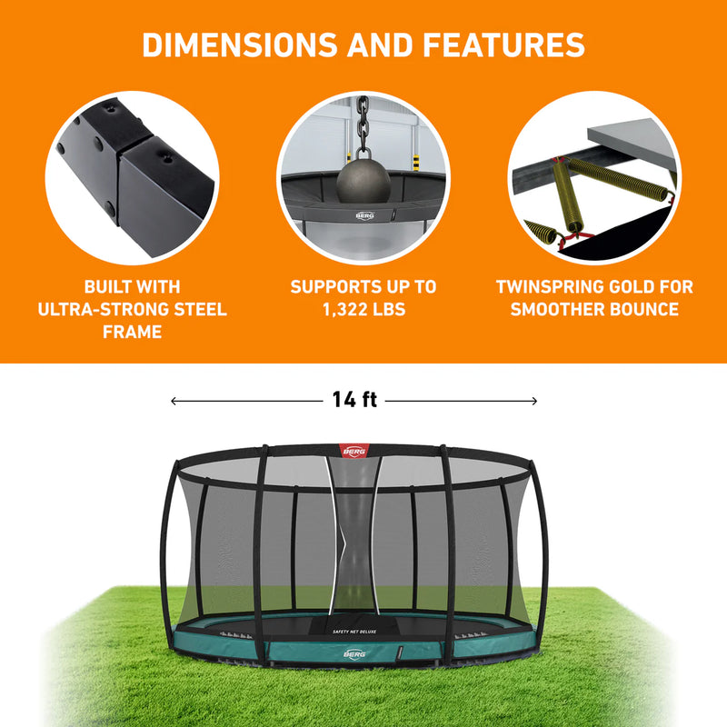 Load image into Gallery viewer, BERG Champion 14' Oval Lo-Ground Trampoline with Enclosure
