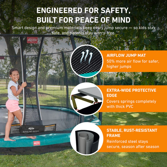 BERG Champion 14' Oval Lo-Ground Trampoline with Enclosure