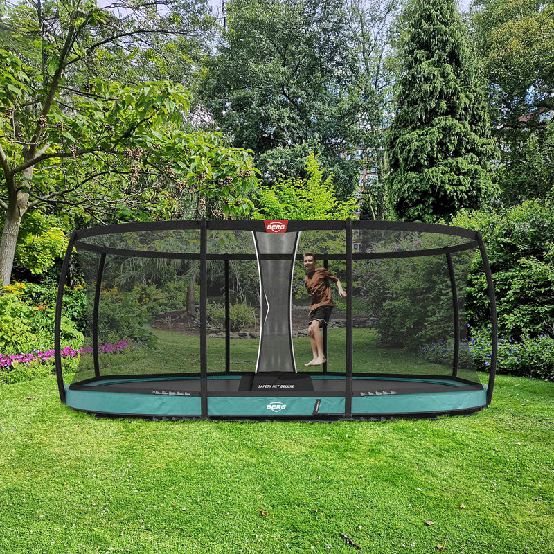 Load image into Gallery viewer, BERG Grand Champion 17' Oval Lo-Ground Trampoline with Enclosure
