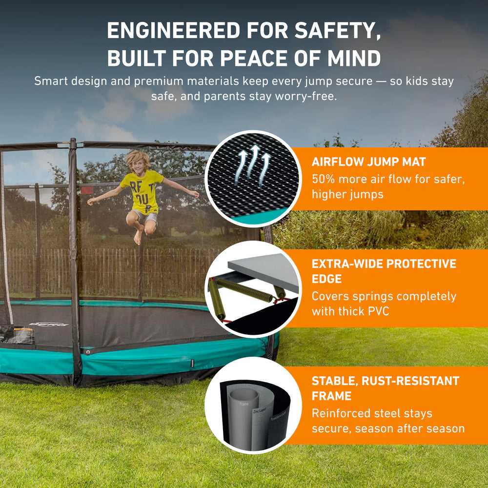 BERG Grand Champion 17' Oval Lo-Ground Trampoline with Enclosure