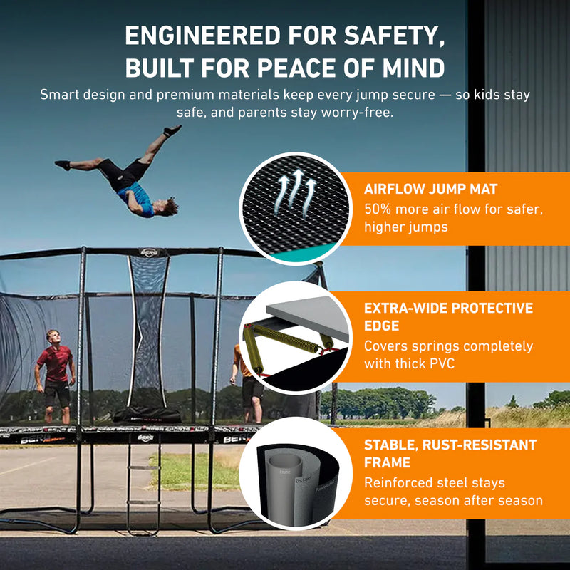 Load image into Gallery viewer, BERG Ultim Champion 10'x16' Rectangular Above Ground Trampoline + Safety Net DLX XL
