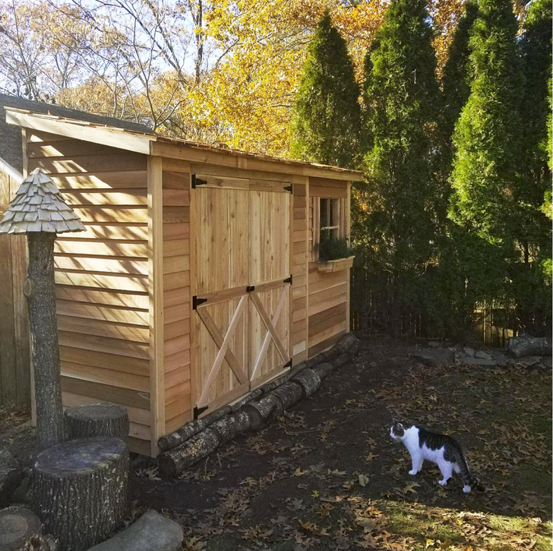 Load image into Gallery viewer, CedarShed Bayside Double Door Lifestyle 2 Marin Backyards
