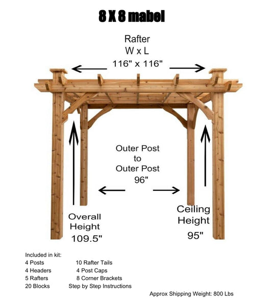 Mabel 8ft x 8ft  Pergola Kit