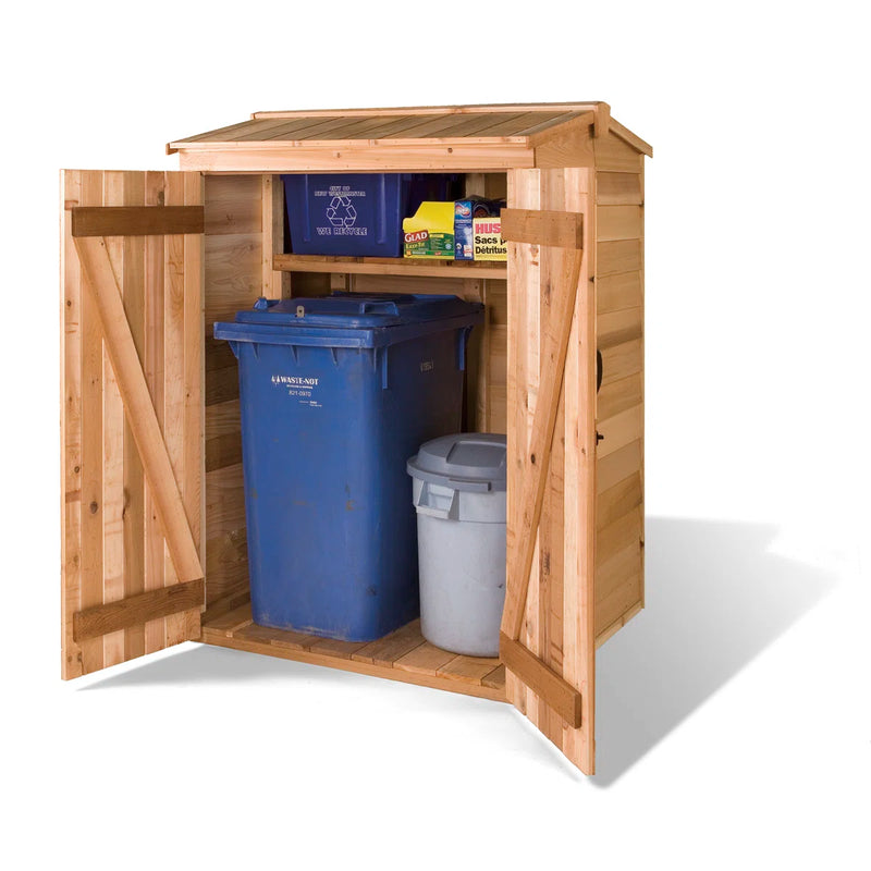 Load image into Gallery viewer, CedarShed 4’x 4’ Green Pod - Wooden Garbage Can and Recycling Bin Shed Kits

