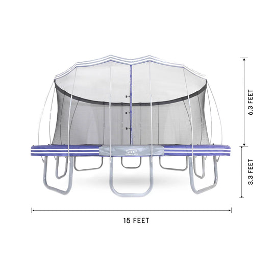 15' Premium Square Trampoline with Enclosure Net