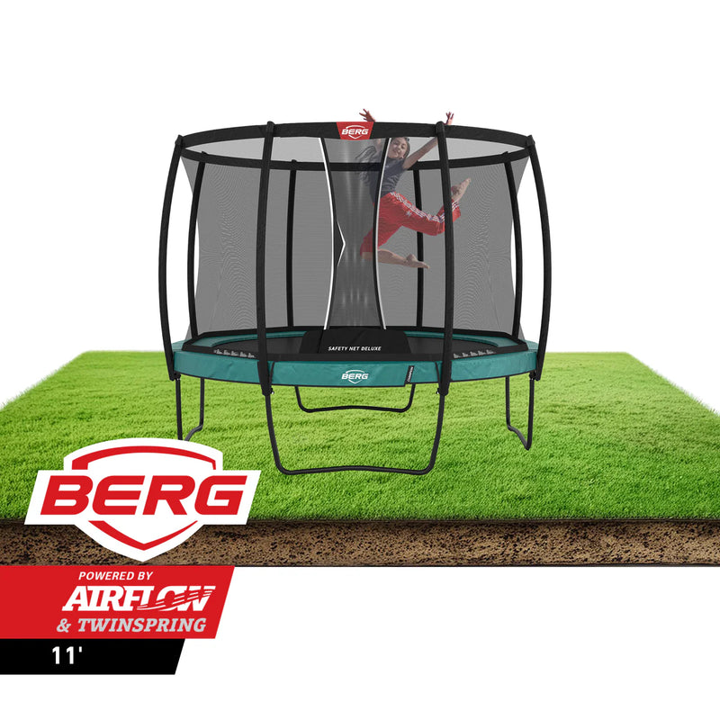 Load image into Gallery viewer, BERG Champion 11' Round Above Ground Trampoline + Safety Net Deluxe
