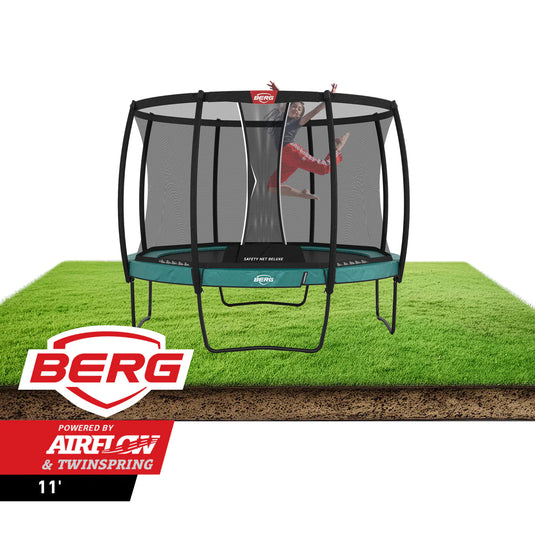 BERG Champion 11' Round Above Ground Trampoline + Safety Net Deluxe