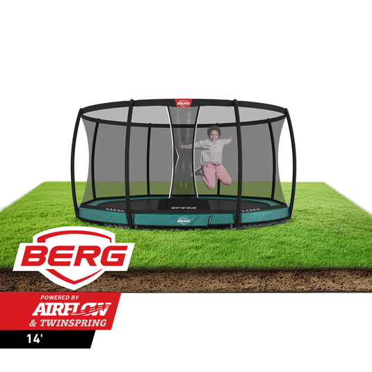 BERG Champion 14' Oval Lo-Ground Trampoline with Enclosure