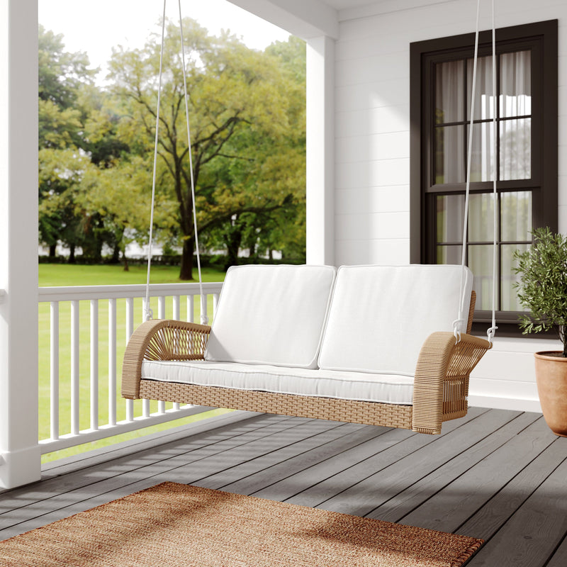 Load image into Gallery viewer, East Green Lucca Wicker Porch Swing with Cushions
