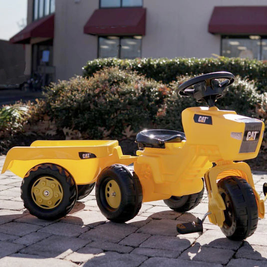 Ride On CAT 3-Wheeled Pedal Tractor w/ Trailer Marin Backyards