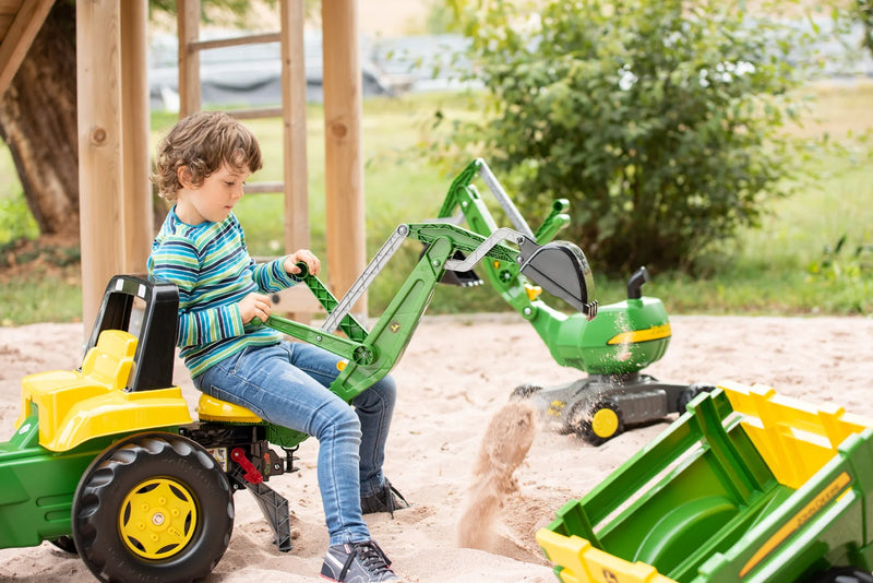 Load image into Gallery viewer, Ride On John Deere Pedal Loader With Backhoe In Action 2 Marin Backyards
