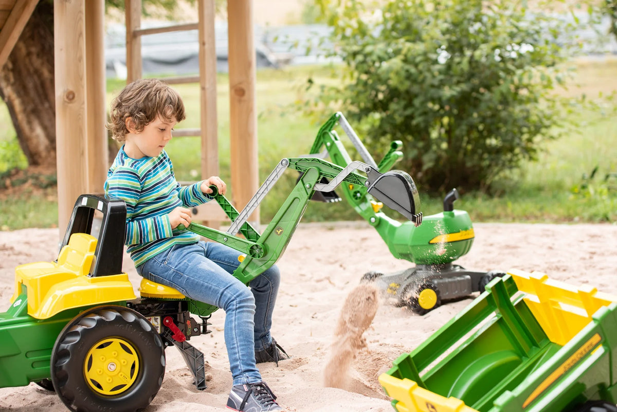 Ride On John Deere Pedal Loader With Backhoe In Action 2 Marin Backyards