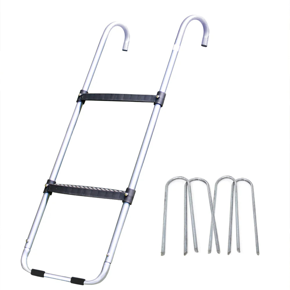 Wide-Step Trampoline Ladder & Wind Stakes