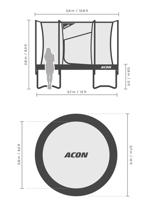 ACON Air 12ft Round Trampoline with Safety Net and Ladder, GEN 2.0