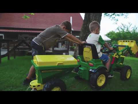 Load and play video in Gallery viewer, Ride On John Deere Pedal Tractor With Loader Video Marin Backyards
