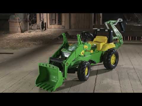 Load and play video in Gallery viewer, Ride On John Deere Pedal Loader With Backhoe Video Marin Backyards
