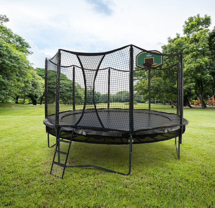 AlleyOOP Double Bounce Power Bounce 14 Trampoline w Enclosure Marin Backyards